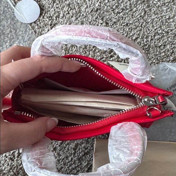 NWT Tory Burch Ella Nylon Mini Tote - Brilliant Red - Picture 7 of 7